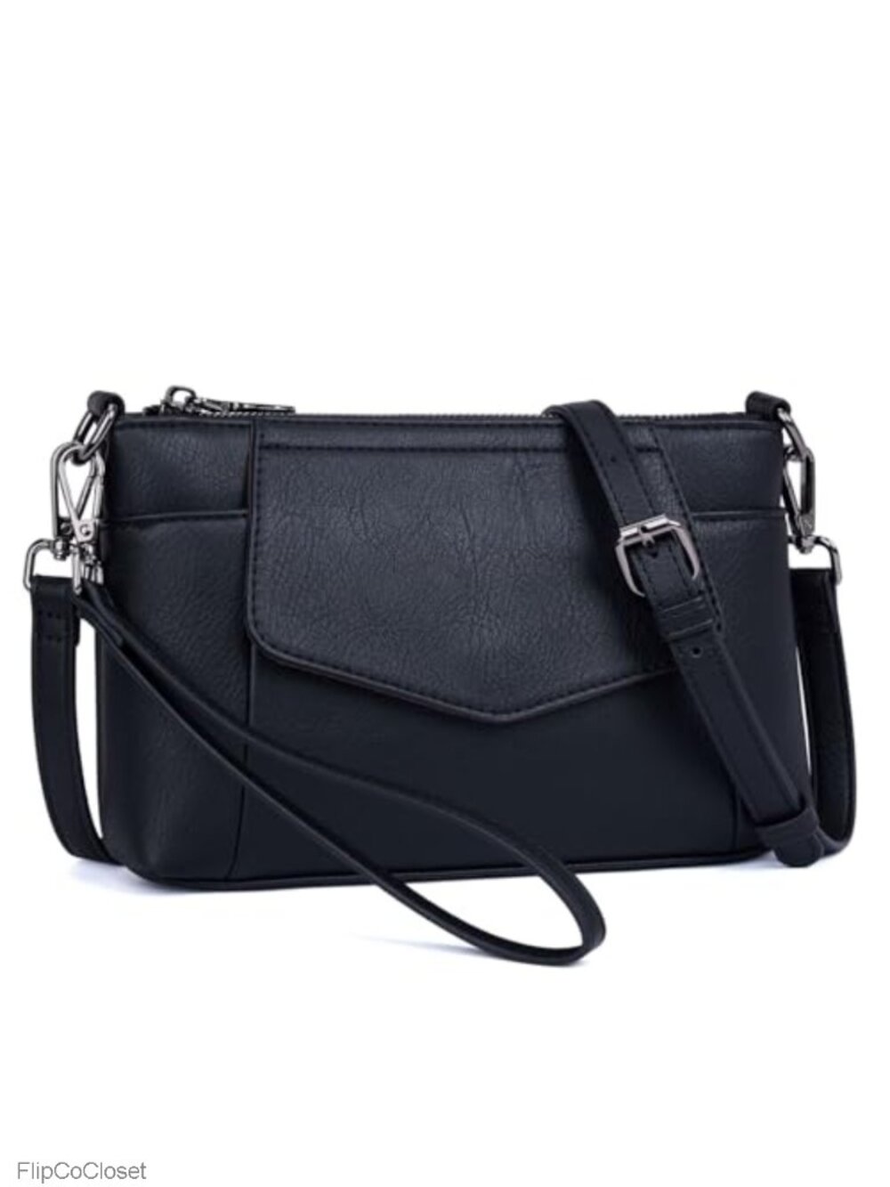 Women's Vegan Leather Crossbody Wristlet Wallet Purse with Detachable Strap